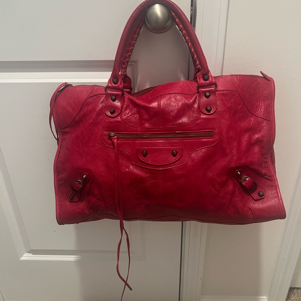 Balenciaga Classic City Red Leather Satchel